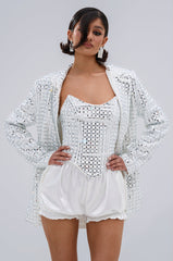 WHITE HOT EMBELLISHED BLAZER