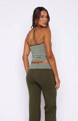 Lucky Charm Halter Top Khaki / Mint Stripe