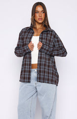 Might Be Time Button Up Shirt Blue/Chocolate