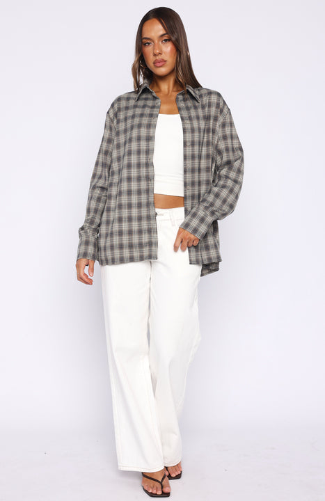 At First Light Button Up Shirt Blue/Grey Check