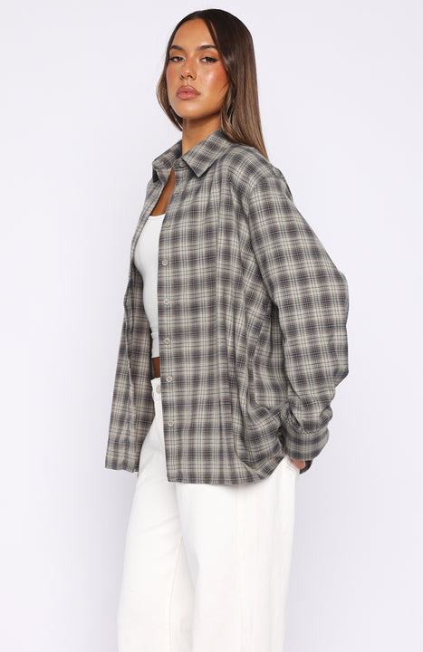 At First Light Button Up Shirt Blue/Grey Check