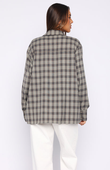 At First Light Button Up Shirt Blue/Grey Check