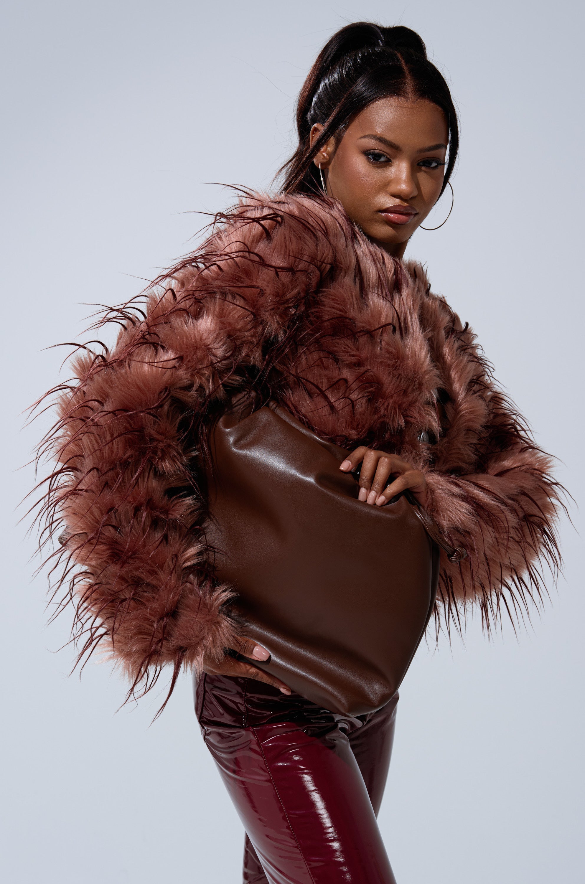 PIPER TEXTURED FAUX FUR COAT