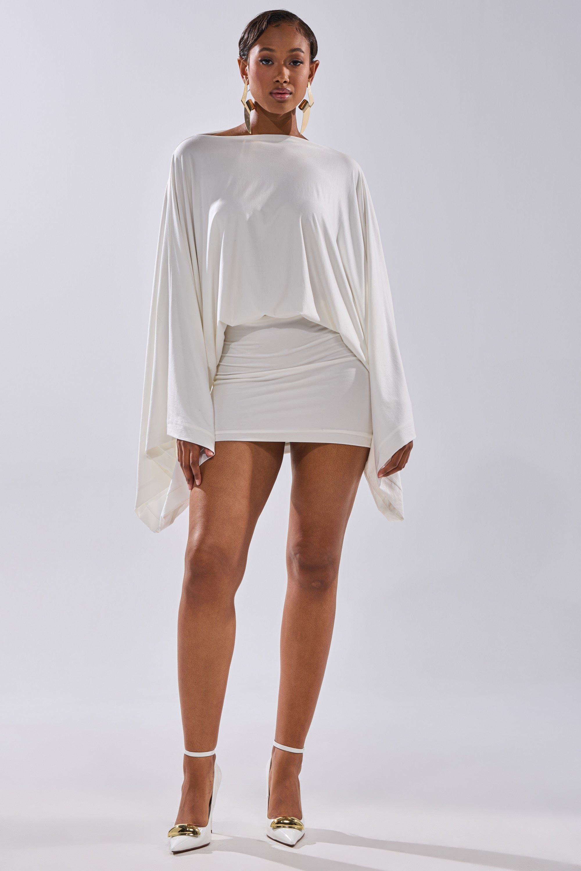 DIANA DRAPED MINI DRESS IN WHITE