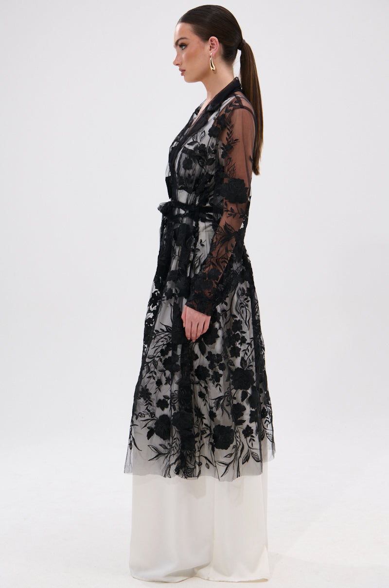IN BLOOM SHEER TRENCH IN BLACK
