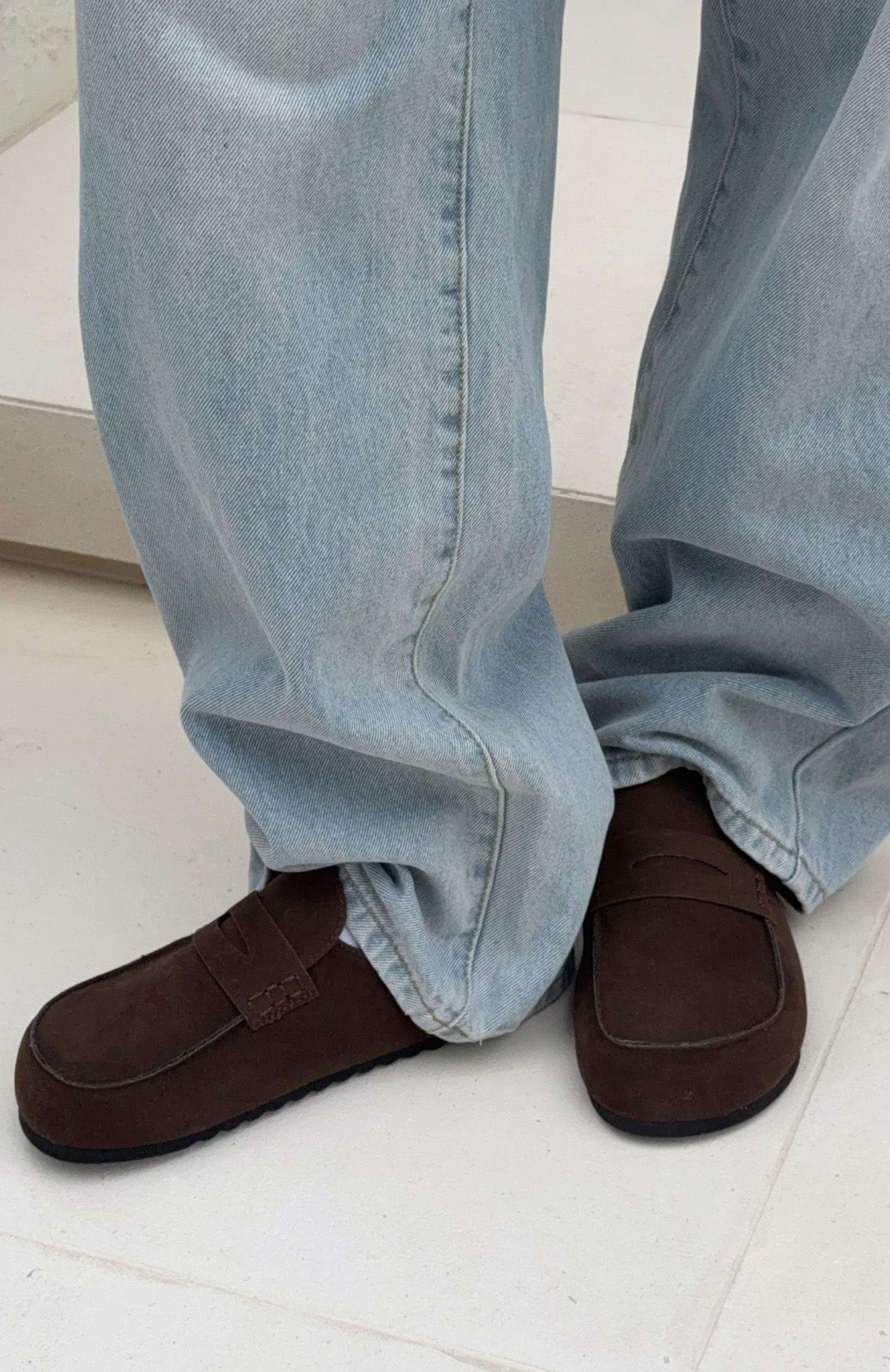 Cayson Loafer Slides Chocolate Faux Suede