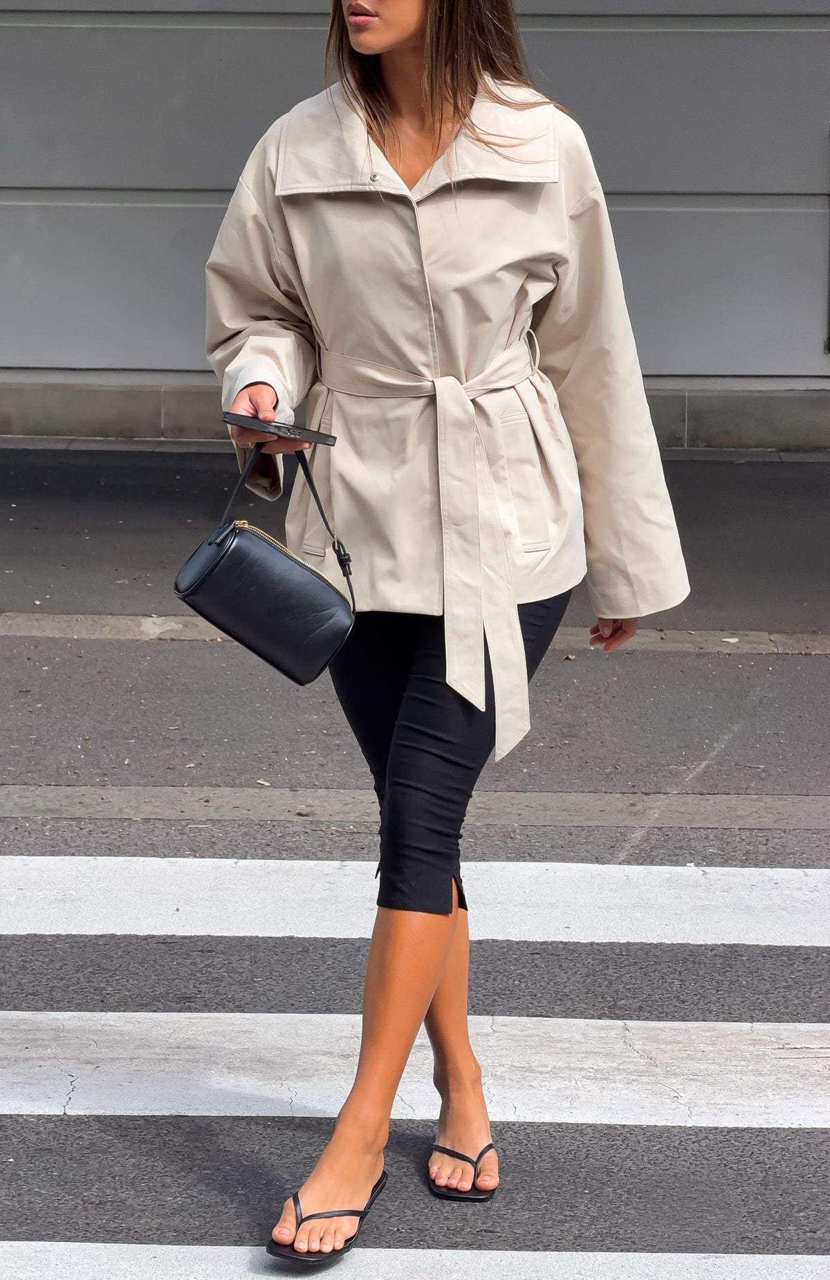 Could Touch Cropped Trench Jacket Sand