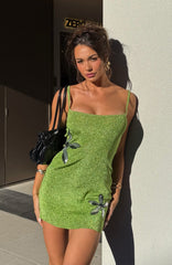 Flirty Fleur Knit Mini Dress Kiwi