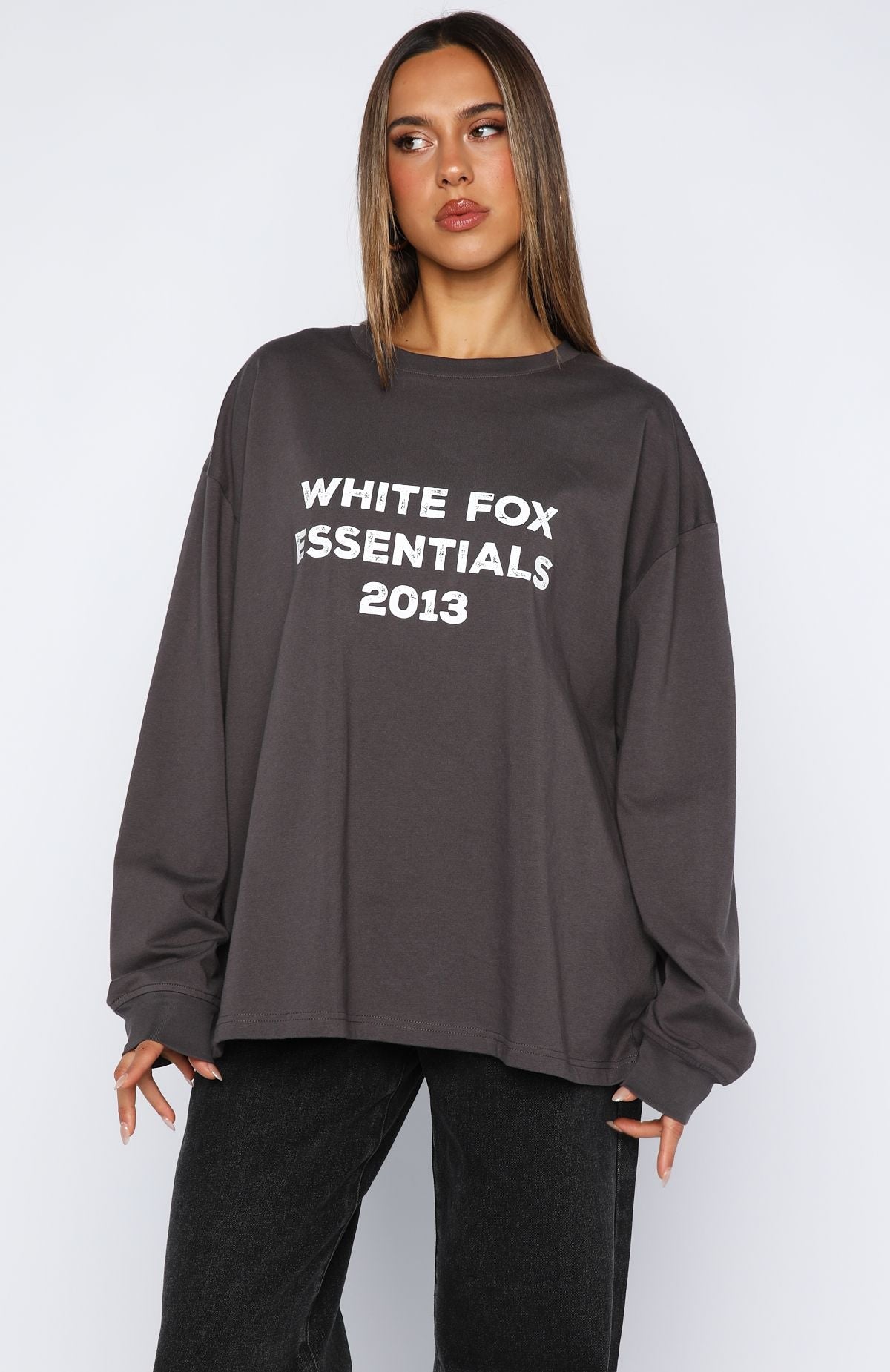 Feel The Vibe Long Sleeve Tee Charcoal