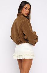 What Did I Miss Faux Suede Jacket Caramel