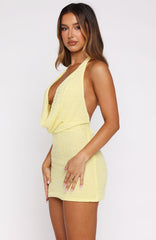 By Candlelight Beaded Mini Dress Lemon