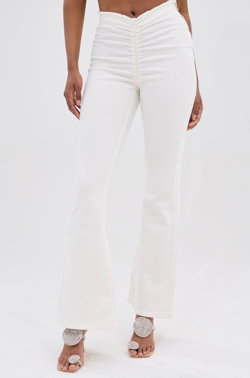 CINCHED UP DENIM PANT IN WHITE