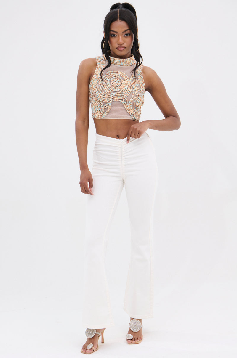 CINCHED UP DENIM PANT IN WHITE