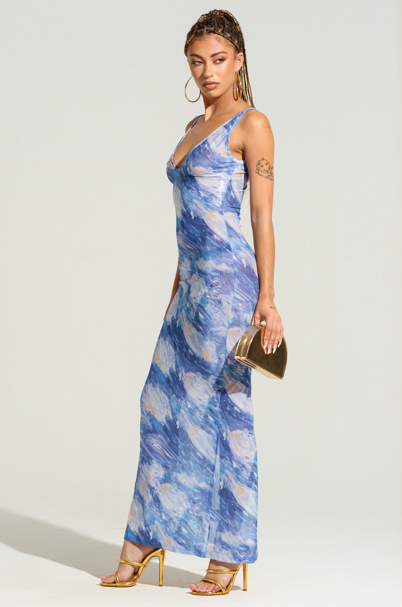 WORK OF ART MESH MAXI DRESS