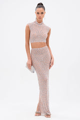 PRETTY LIKE ME RHINESTONE MESH MAXI SKIRT