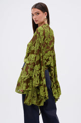 BUTTERLY EFFECT BLOUSE IN GREEN