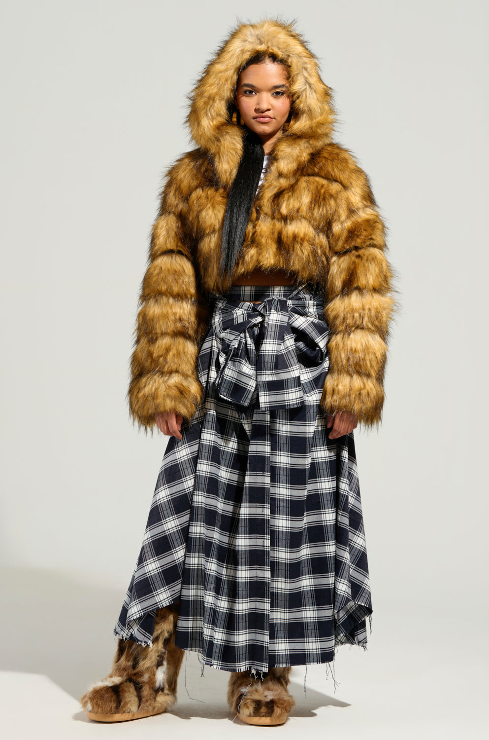 NEED YOU PLAID MAXI SKIRT