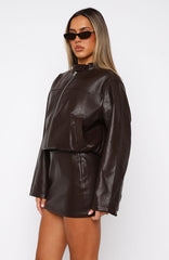 Tell Me Nothing PU Jacket Chocolate
