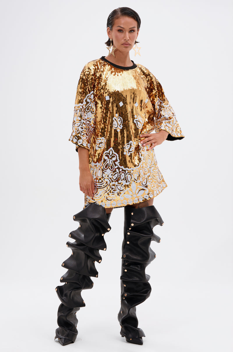BOUJEE BANDANA SEQUIN MINI DRESS