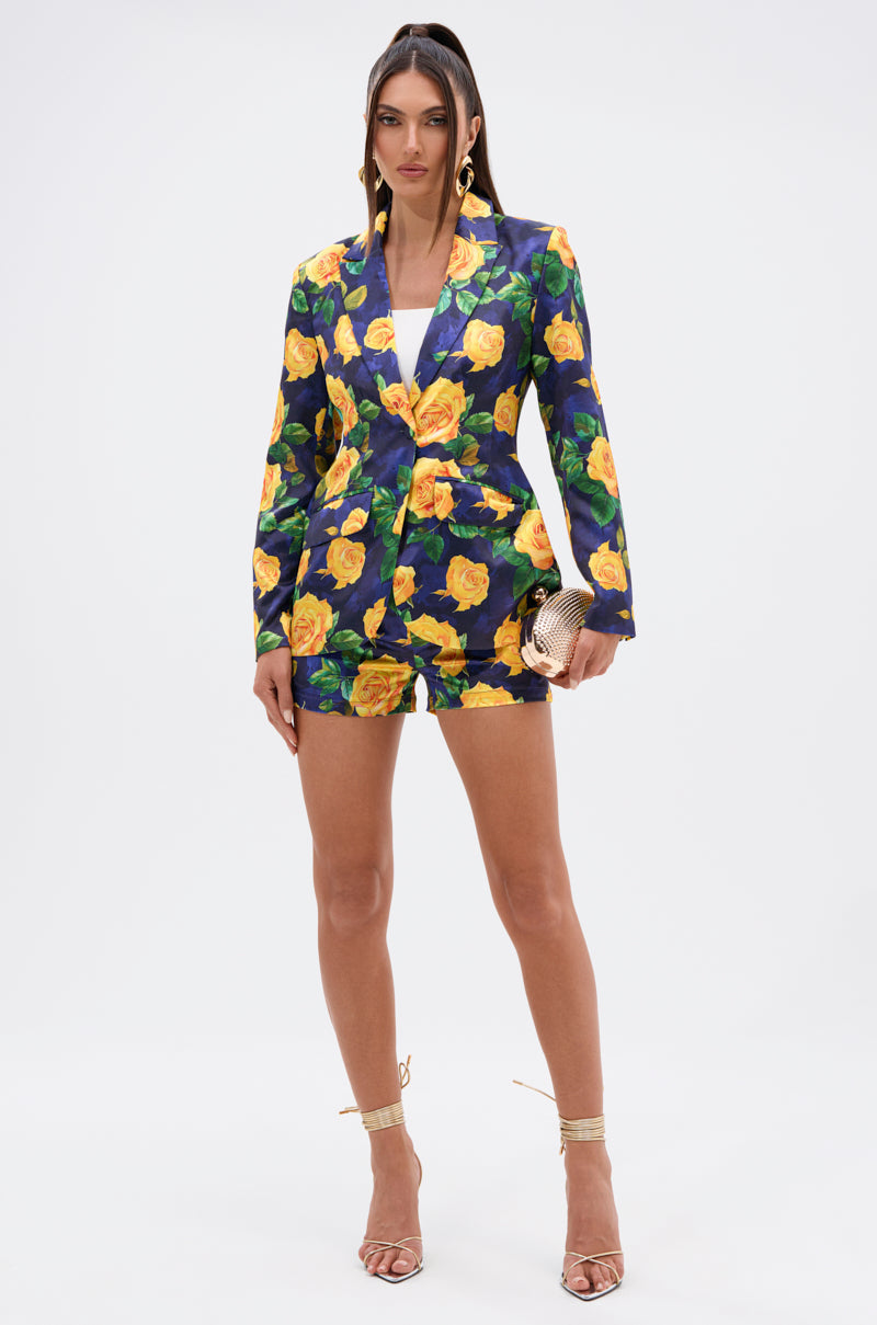DOZEN ROSES SATIN SHORTS IN NAVY