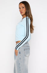Forever Mine Long Sleeve V Neck Baby Tee Baby Blue