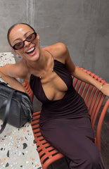 Cute Without Apology Halter Maxi Dress Chocolate