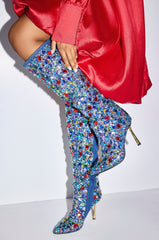 AZALEA WANG EMBER RHINESTONE MULTI STILETTO BOOT