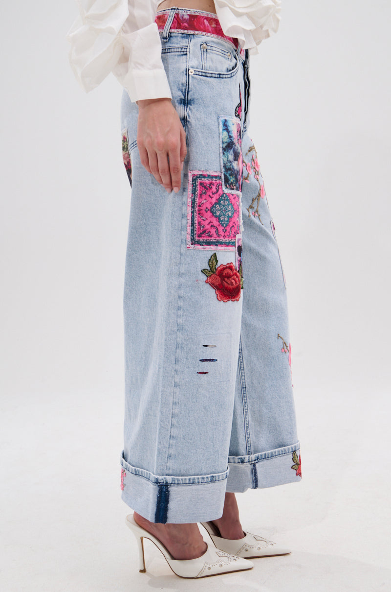 PICTURE PERFECT PATCHWORK DENIM JEANS