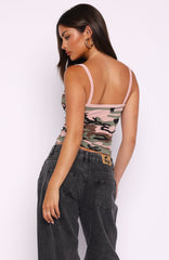 Taking It Away Singlet Top Pink Camo