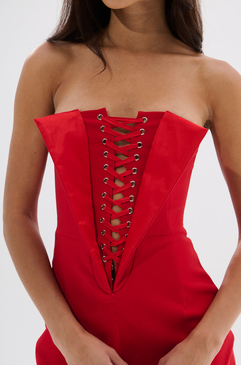 CHAUNTELLE LACE UP MINI DRESS