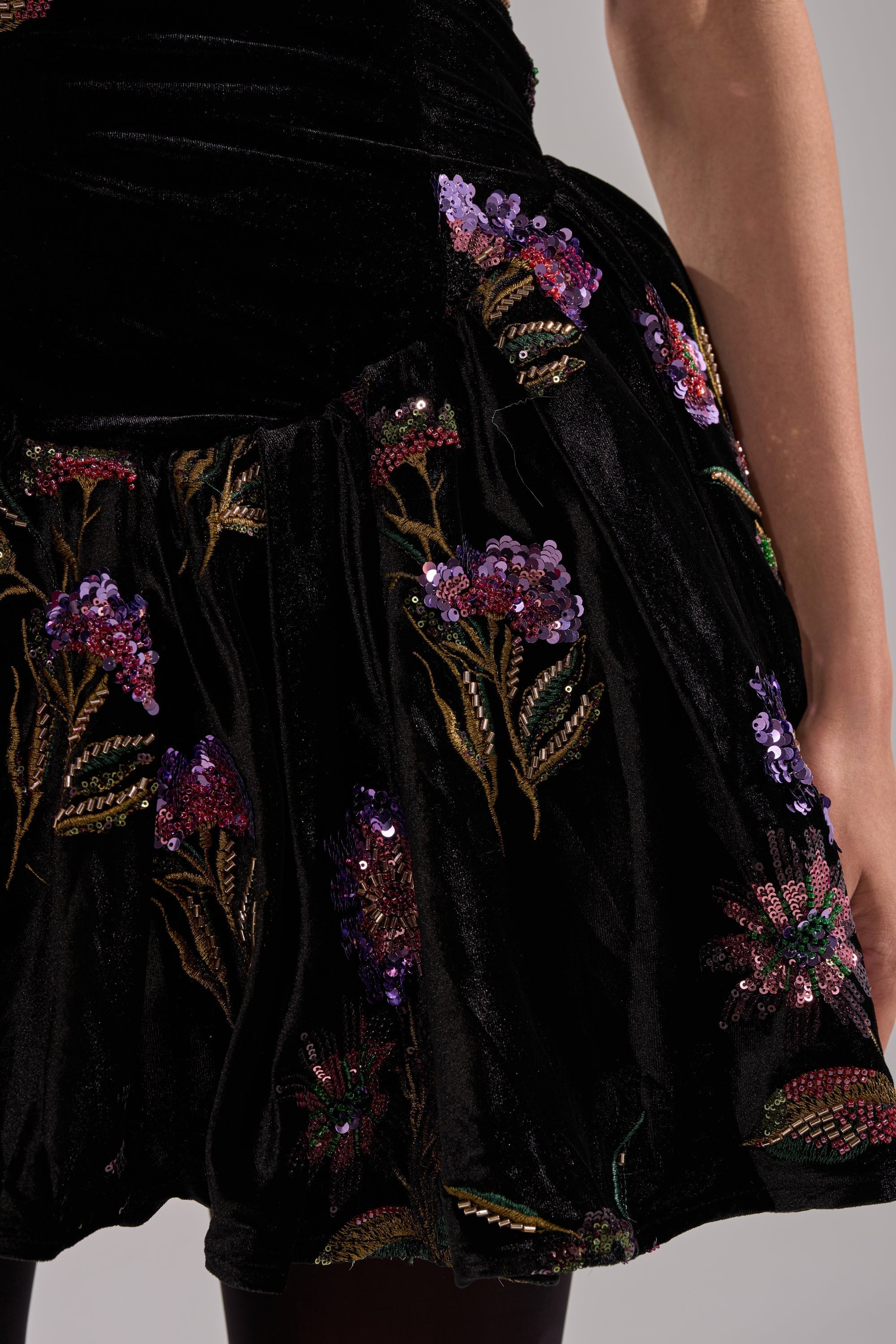 LATE NIGHT GARDEN PARTY VELVET MINI DRESS