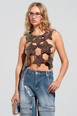 I'M THE STAR CUT OUT EMBELLISHED TOP
