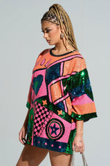 HOUSE OF HEARTS SEQUIN TSHIRT DRESS