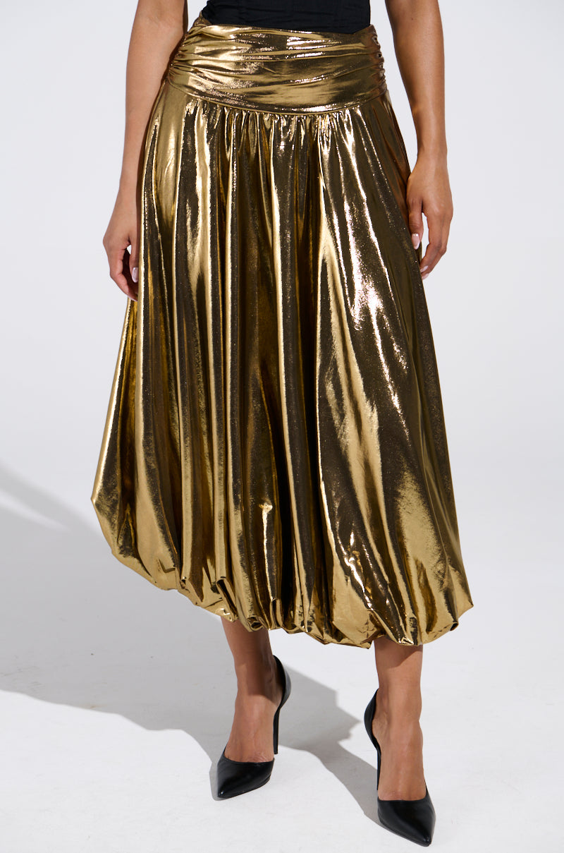 MONEY MAKER METALLIC MIDI SKIRT
