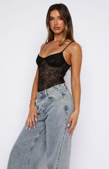Lacey Daydream Lace Bodysuit Black