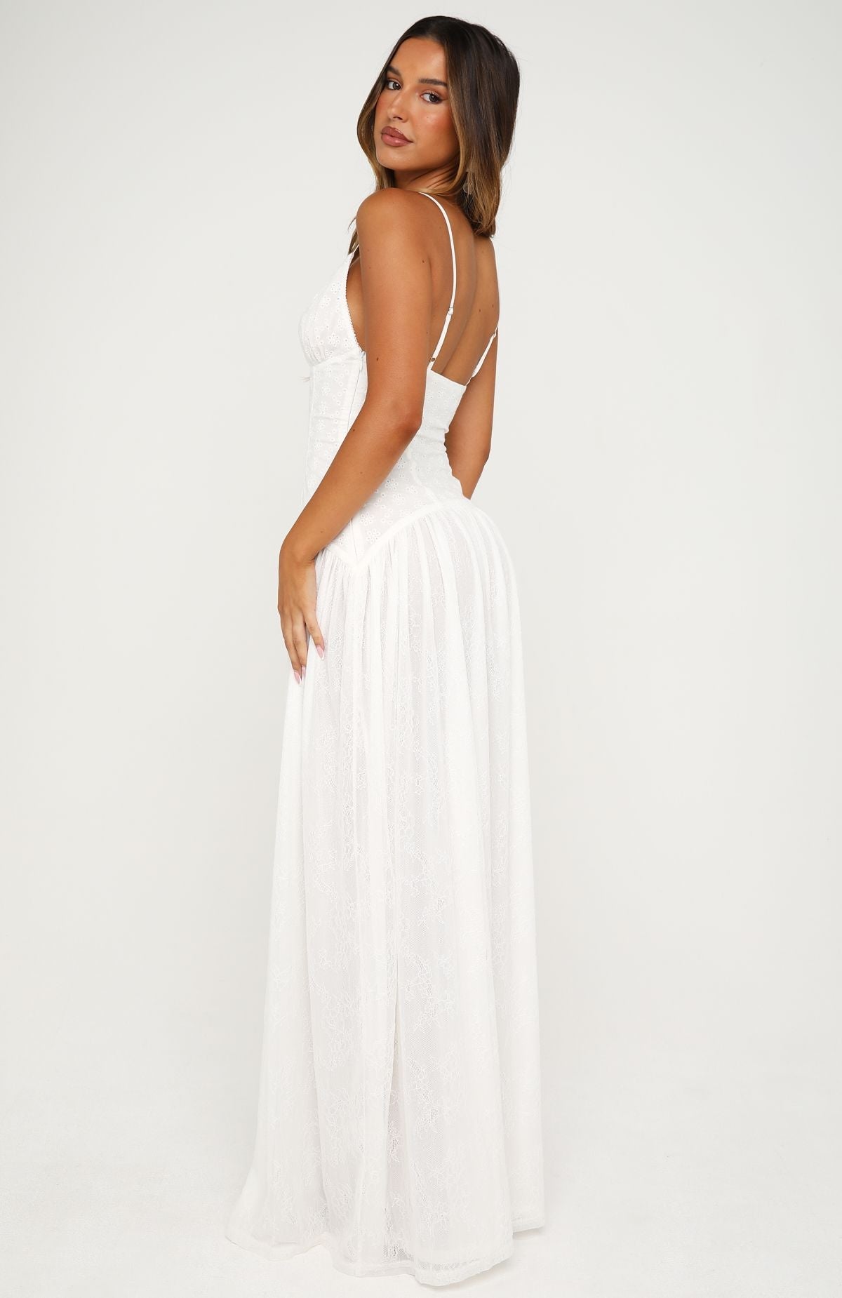 Sultry Shore Broderie Maxi Dress Off White