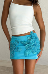 Azure Bloom Mini Skirt Mediterranean Blue