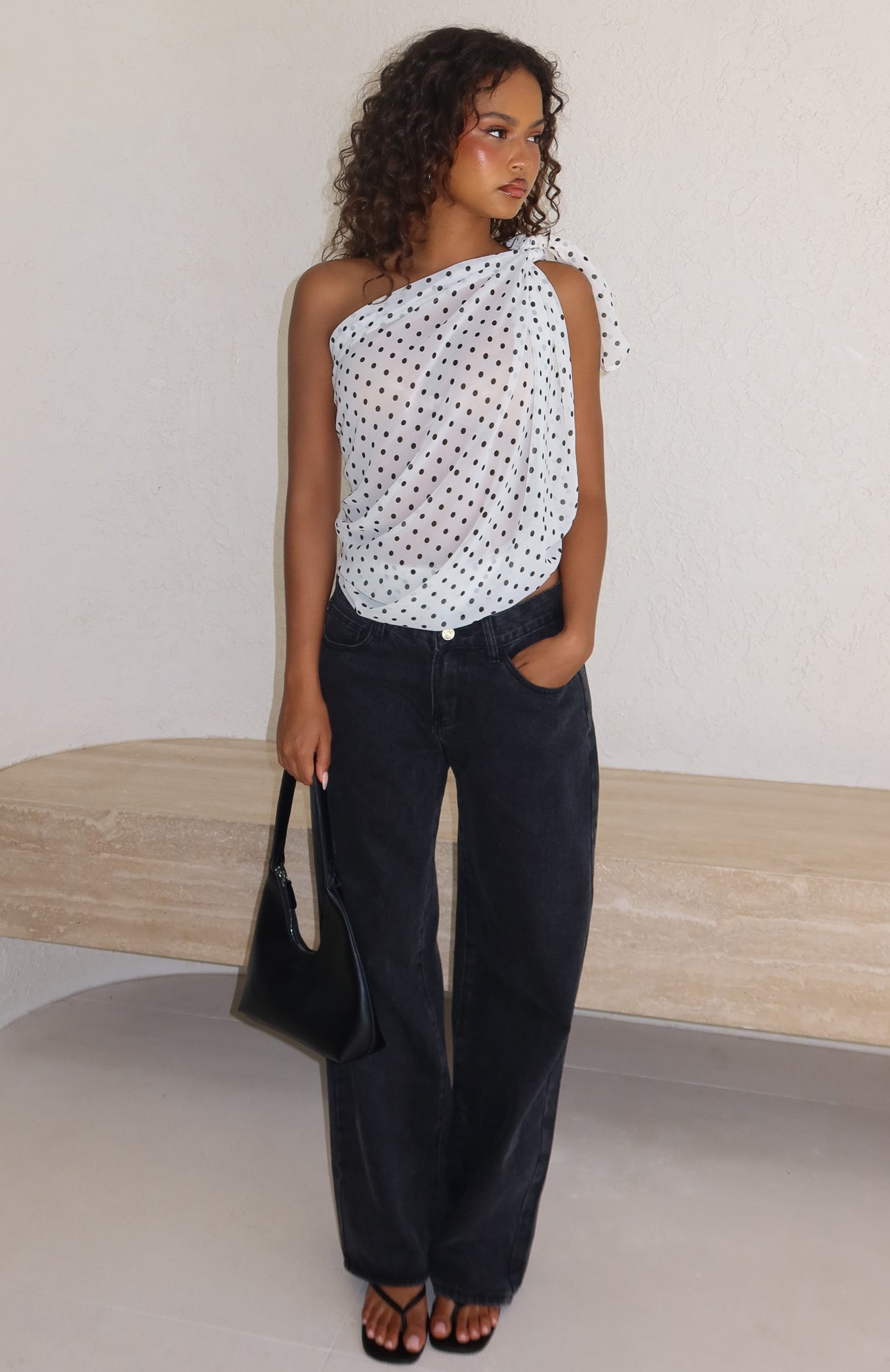 See My Love Multi Way Scarf Top White/Black Polka Dot