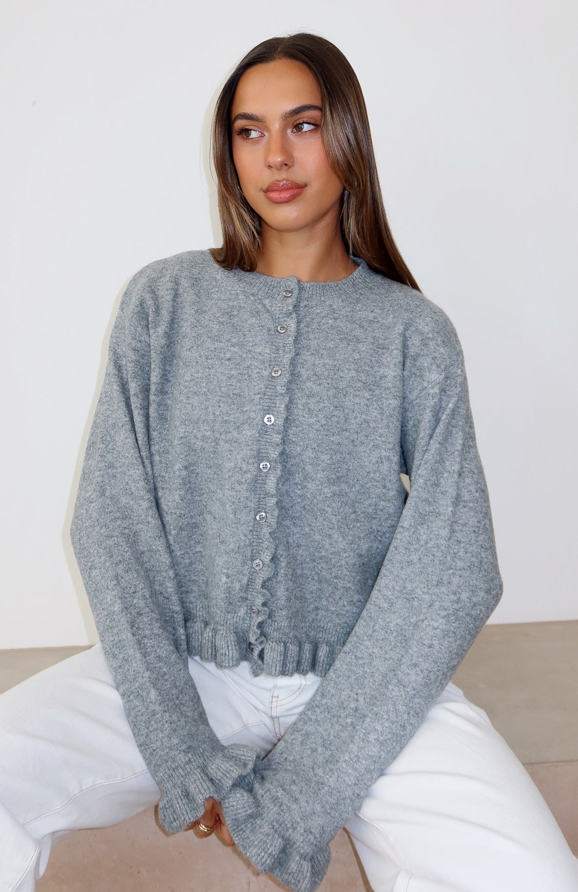 Cardi Club Knit Cardigan Heather Grey