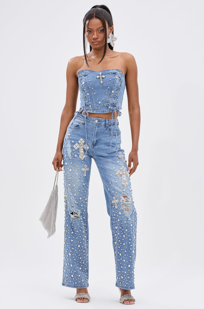 FEELING GRATEFUL RHINESTONE CORSET