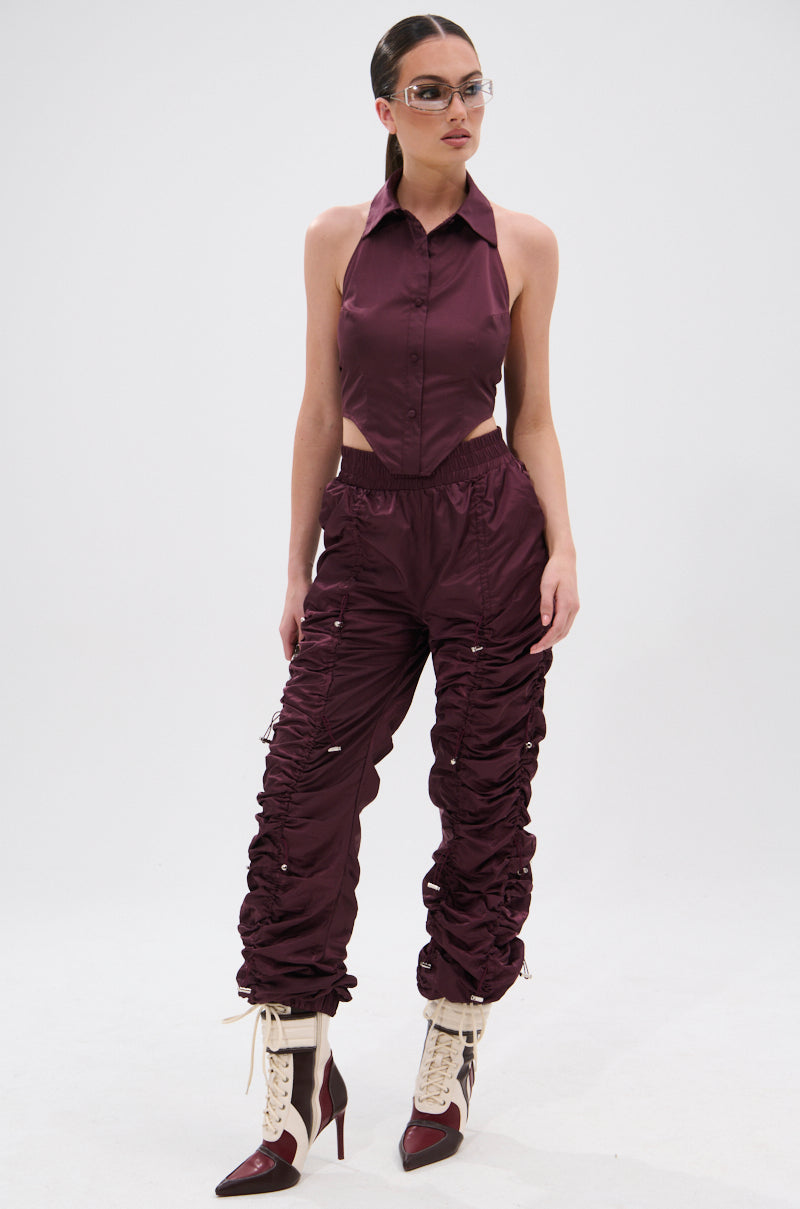 NO TIME FOR GAMES RUCHED JOGGER PANTS