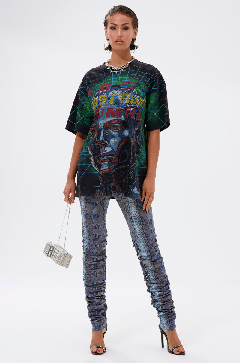 DAYS END RUCHED STACKED SNAKE SKINNY DENIM