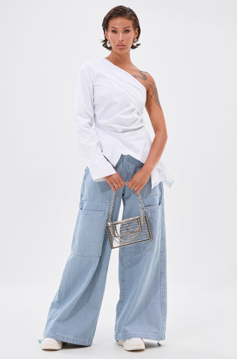 SUMMERTIME BLUES STRIPE WIDE LEG DENIM
