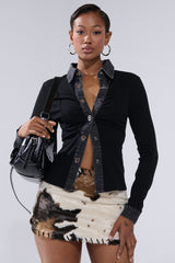 SHANNON KNIT BUTTON DOWN