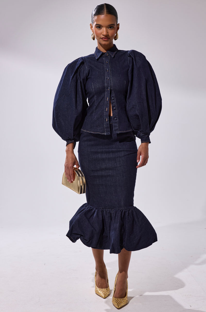 LET'S CHANGE IT UP DENIM BLOUSE