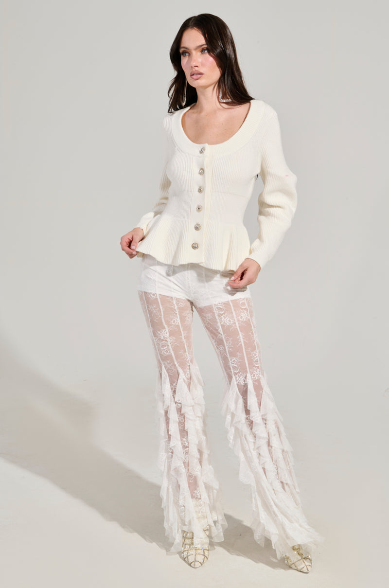 WORTH A MILLION PEPLUM SWEATER IN WHITE