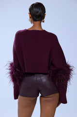 MILLY FEATHER TRIM SWEATER