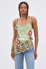 FOR THE FREE FLORAL EMBELLISHED TOP