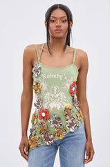 FOR THE FREE FLORAL EMBELLISHED TOP