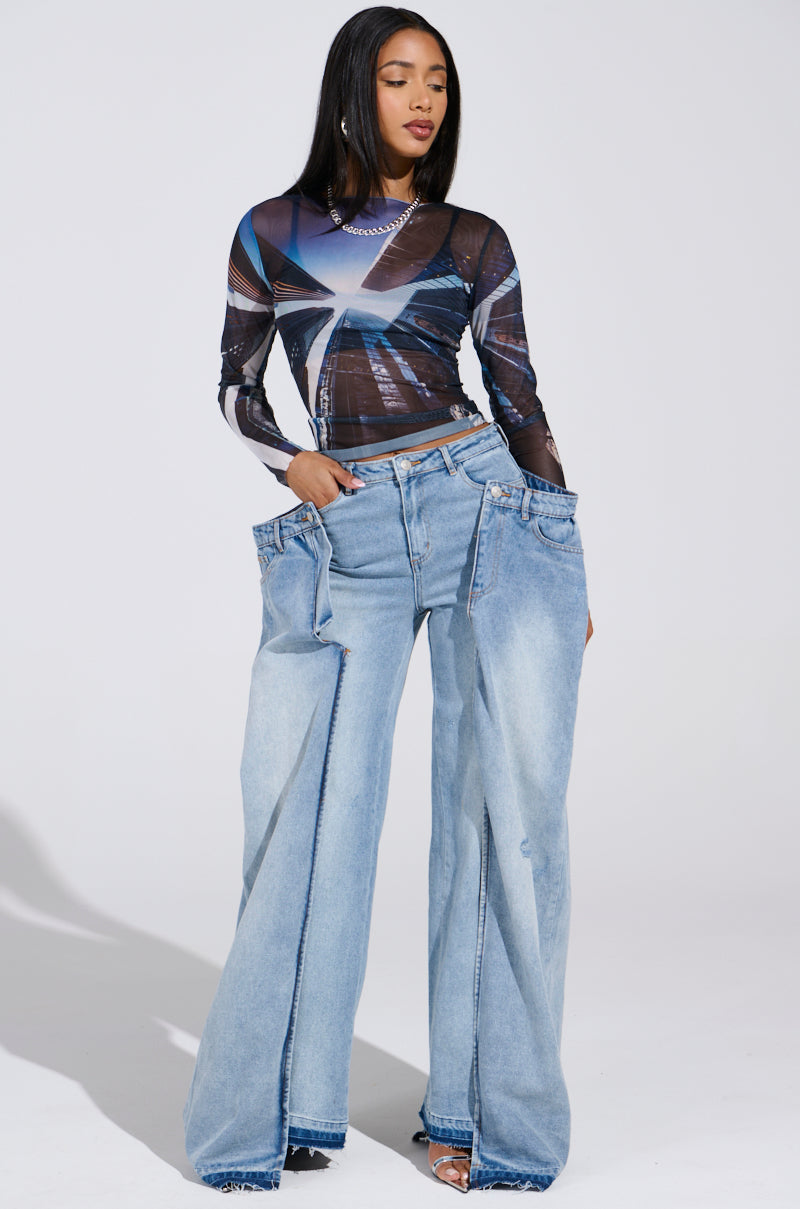 SKYS THE LIMIT MESH LONG SLEEVE TOP